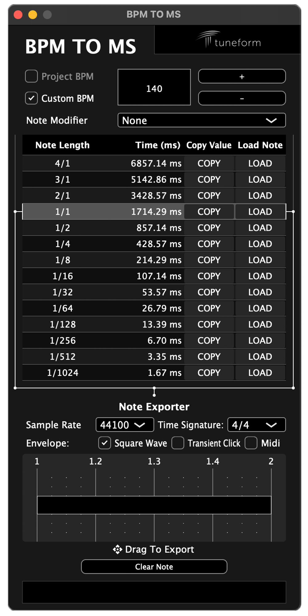 BPM TO MS plugin interface screenshot